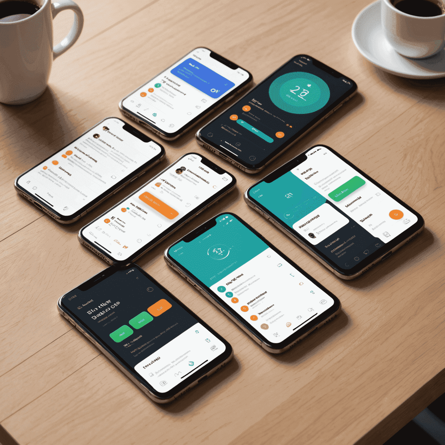 صورة توضح تحديثات تصميم واجهة المستخدم، تعرض نماذج لواجهات مستخدم حديثة ومبتكرة لتطبيقات الهواتف المحمولة